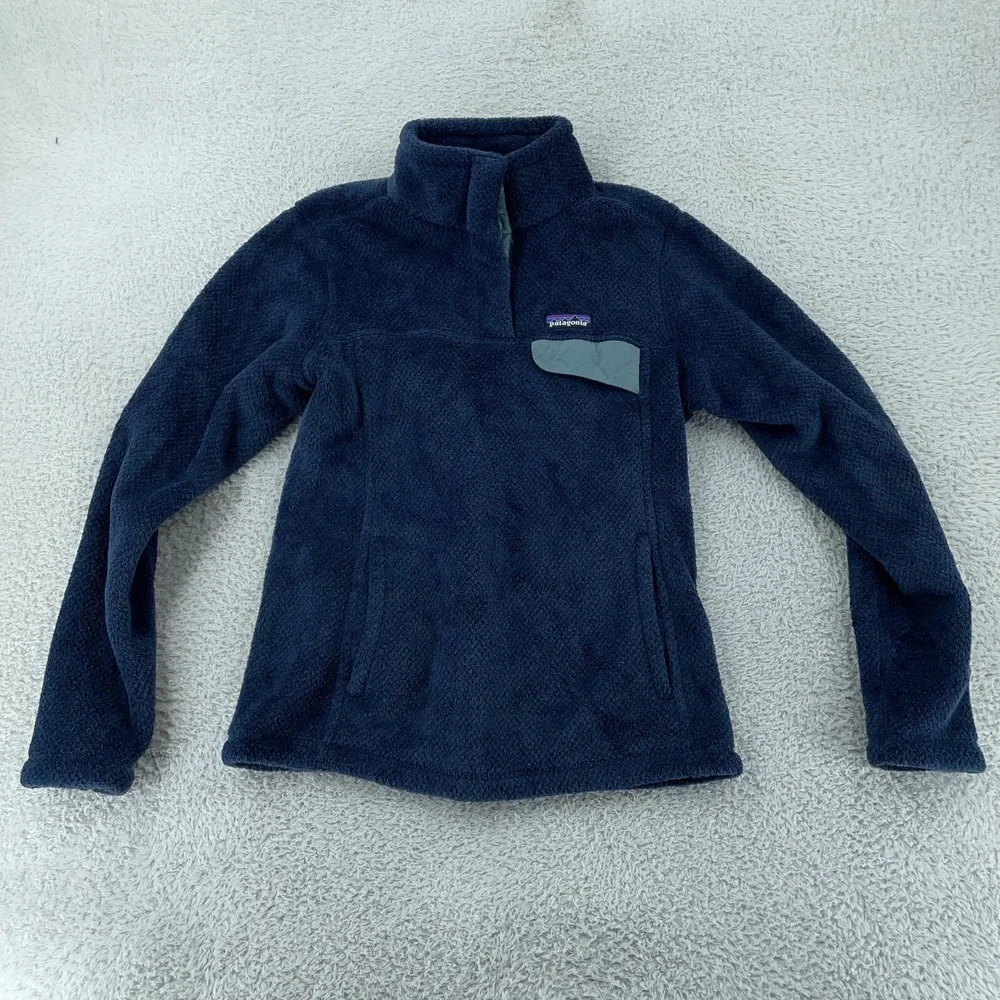 Patagonia Fleece Snap-T Pullover Womens Small Navy Blue Re-Tool Polartec Thermal
